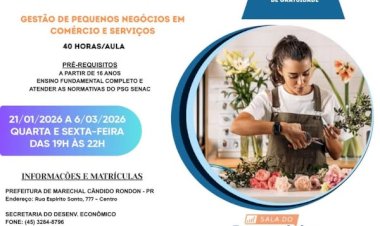 Abertas as inscrições para curso gratuito de Gestão de Pequenos Negócios em Marechal Rondon