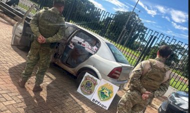 BPFRON e Polícia Federal apreendem veículo com cigarros contrabandeados em Oliveira Castro