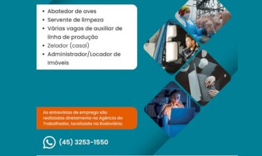 Agência do Trabalhador divulga novas vagas de emprego em Nova Santa Rosa