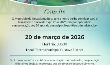 Lançamento oficial da Expo Rosa 2026 será no dia 20 de março em Nova Santa Rosa