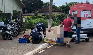 Homem fica ferido ao pular de moto em movimento no interior de Marechal Rondon