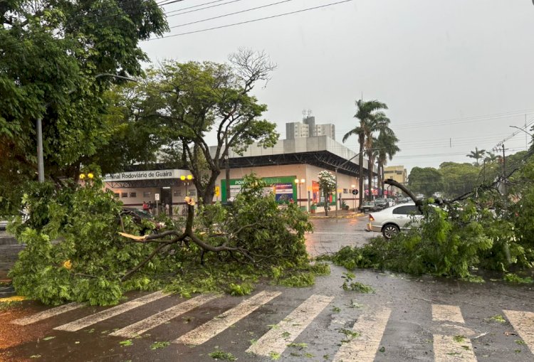 Temporal atinge Guaíra e deixa boa parte da cidade sem luz