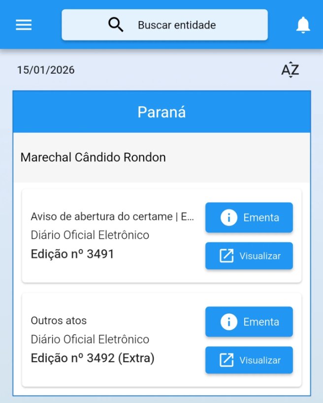 Diário Oficial de Marechal Cândido Rondon também pode ser acessado por aplicativo
