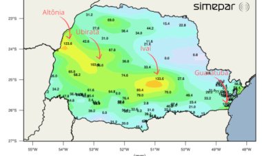 Chuva supera 100 mm em diversas regiões do Paraná, aponta Simepar