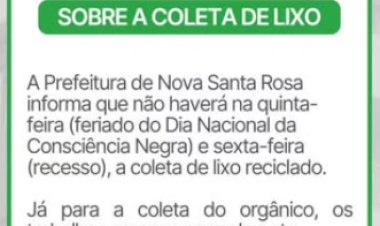 Prefeitura informa alterações na coleta de lixo nos dias 20 e 21 de novembro