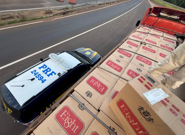 Motorista é preso pela PRF em Guaíra com 450 mil maços de cigarros contrabandeados e veículo adulterado