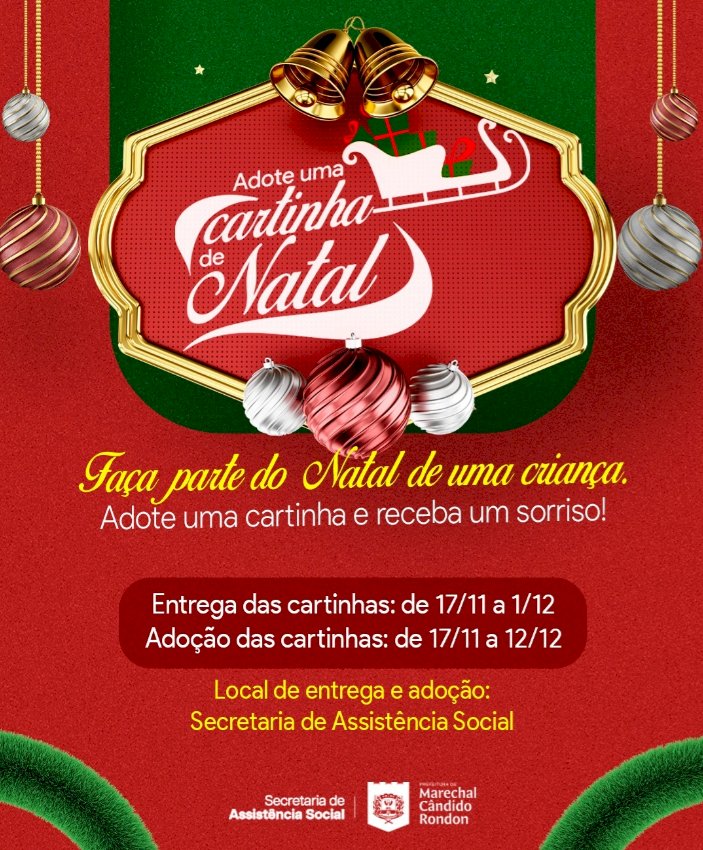 Campanha “Cartinhas de Natal” começa dia 17 de novembro em Marechal Cândido Rondon