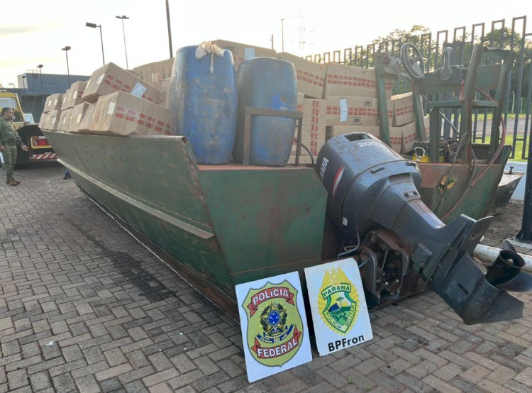Ação integrada apreende embarcação com 400 caixas de cigarros no Lago de Itaipu