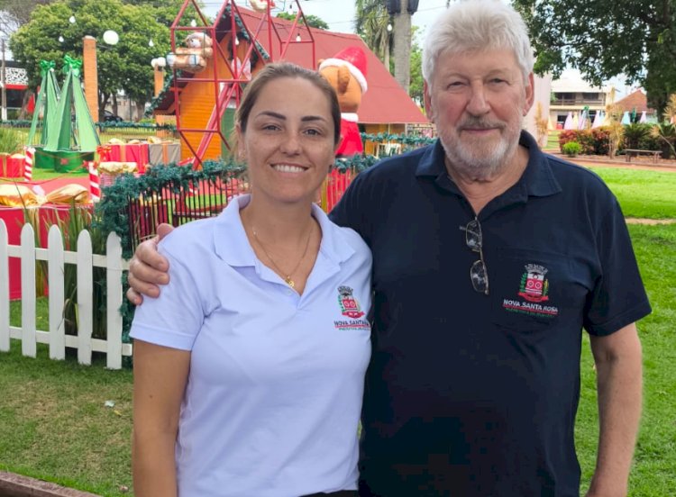 Prefeito de Nova Santa Rosa visita Feira MEI de Natal na Praça da Bíblia